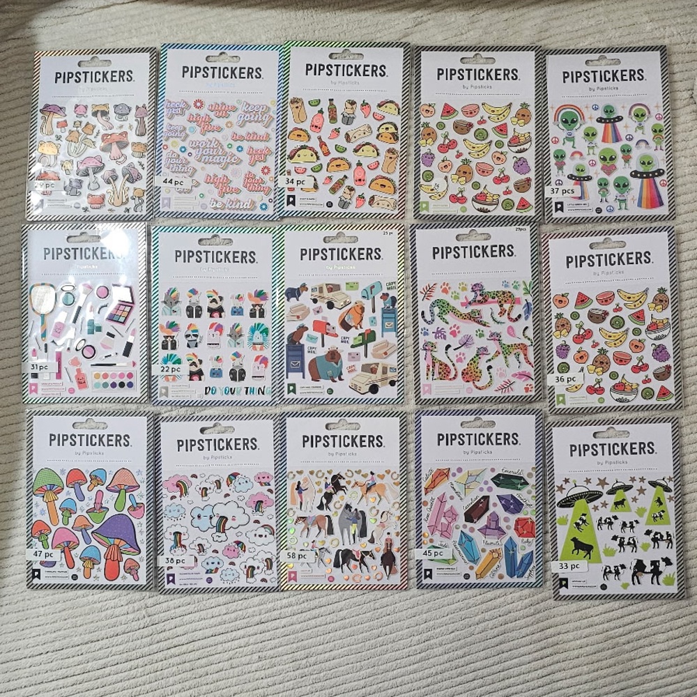 Bundle of 55 Pipstickers Packs, Sheets, Gems, Books (FREE GIFTS)